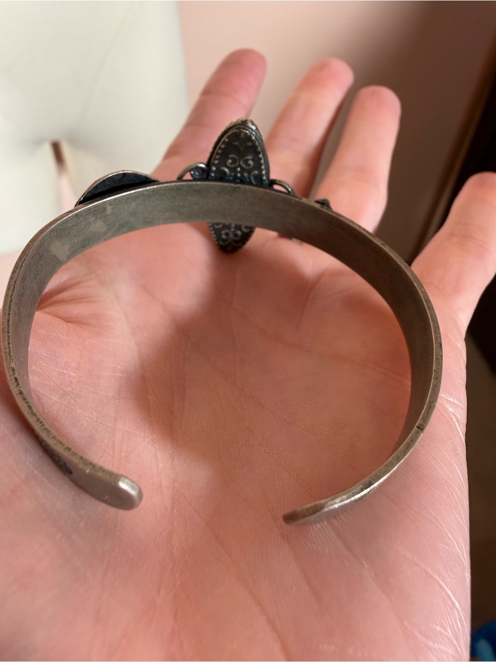 Vintage Russian Rostov Finift Hand Painted silver cuff bracelet Victorian Boho - Picture 14 of 16